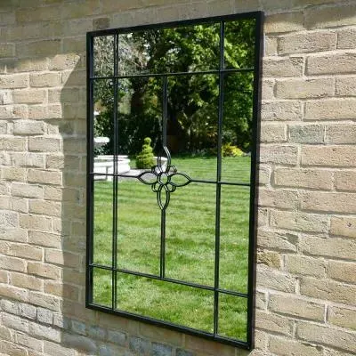 Rectangular Garden Mirror - Black, Metal image