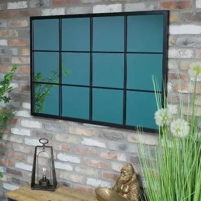 Rectangular Wall Mirror - Black, Metal