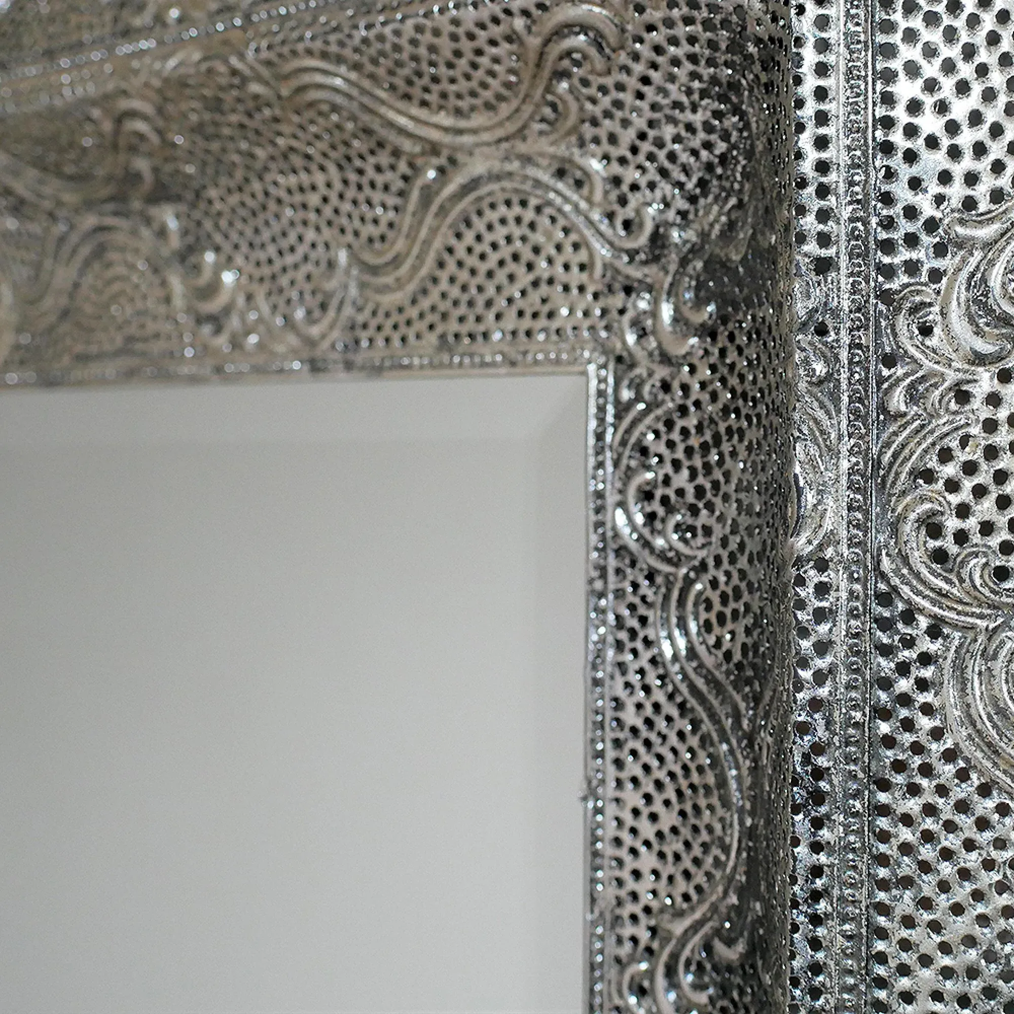 Rectangular Wall Mirror - Silver, Metal