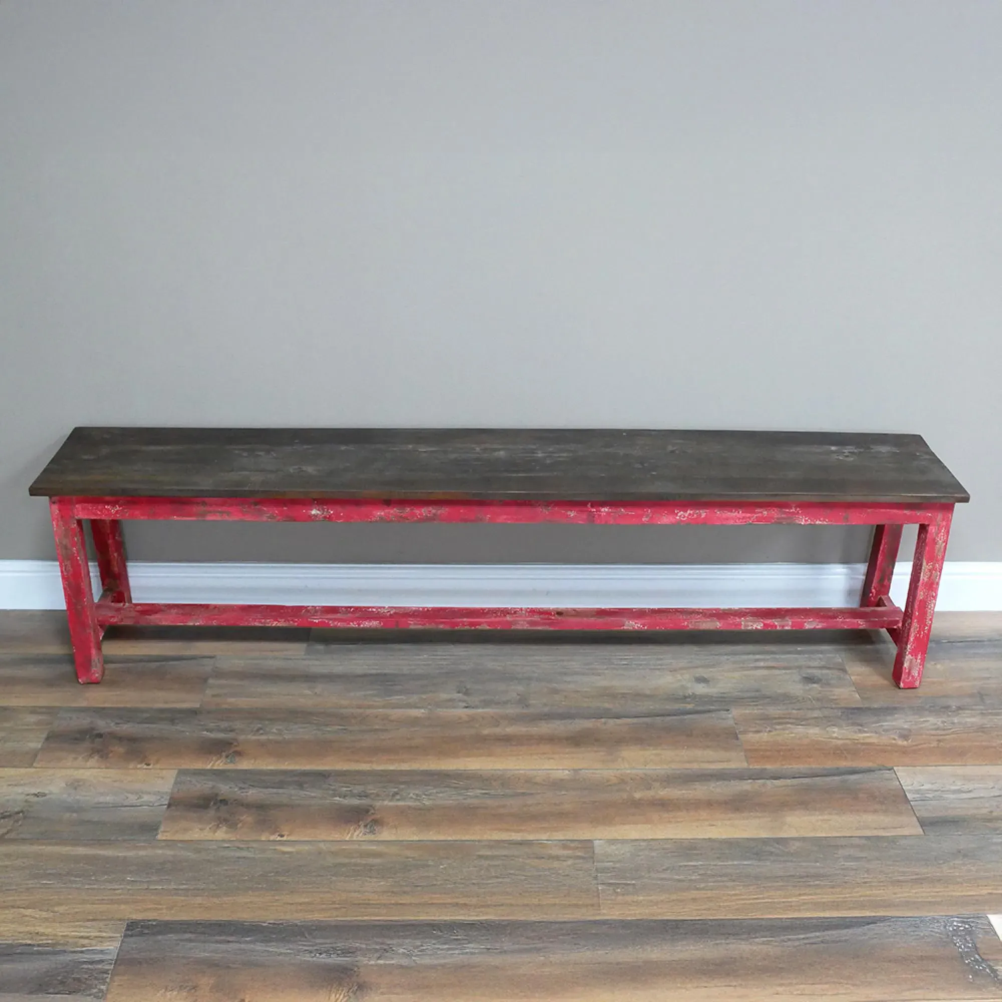 Red Wooden Large Bench