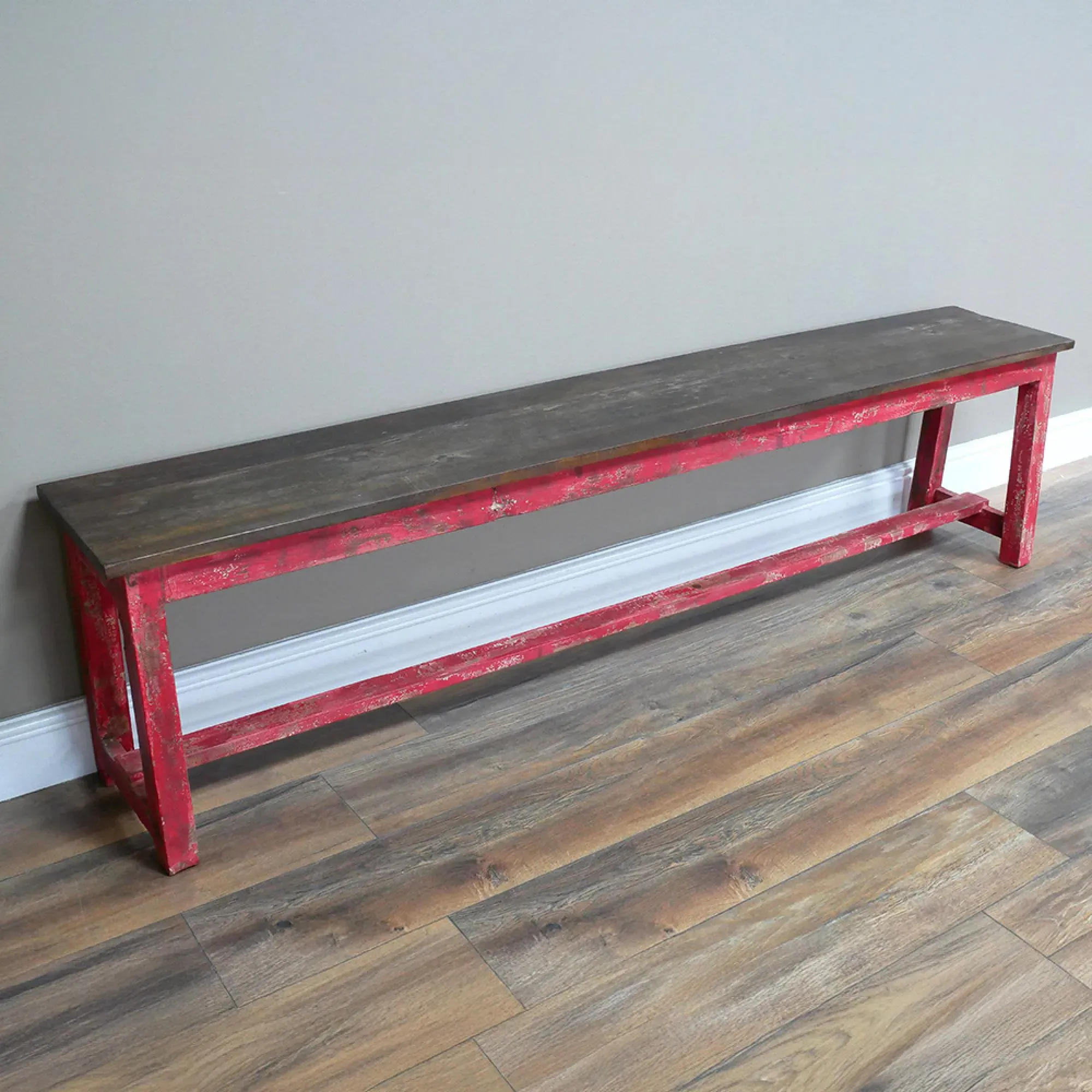 Red Wooden Large Bench