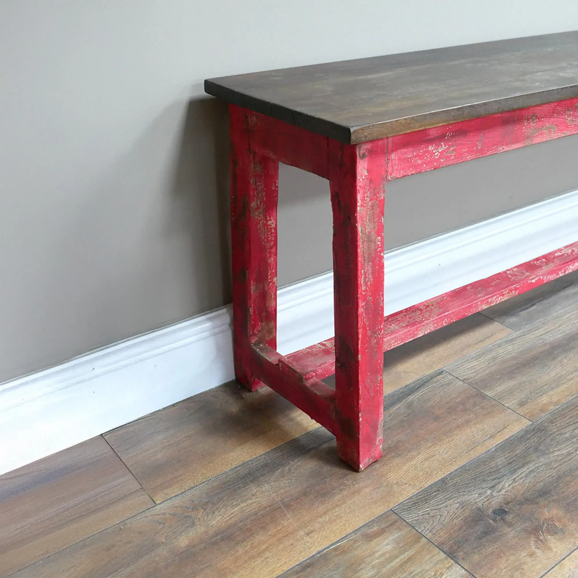 Red Wooden Large Bench