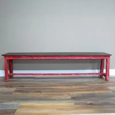 Red Wooden Large Bench image