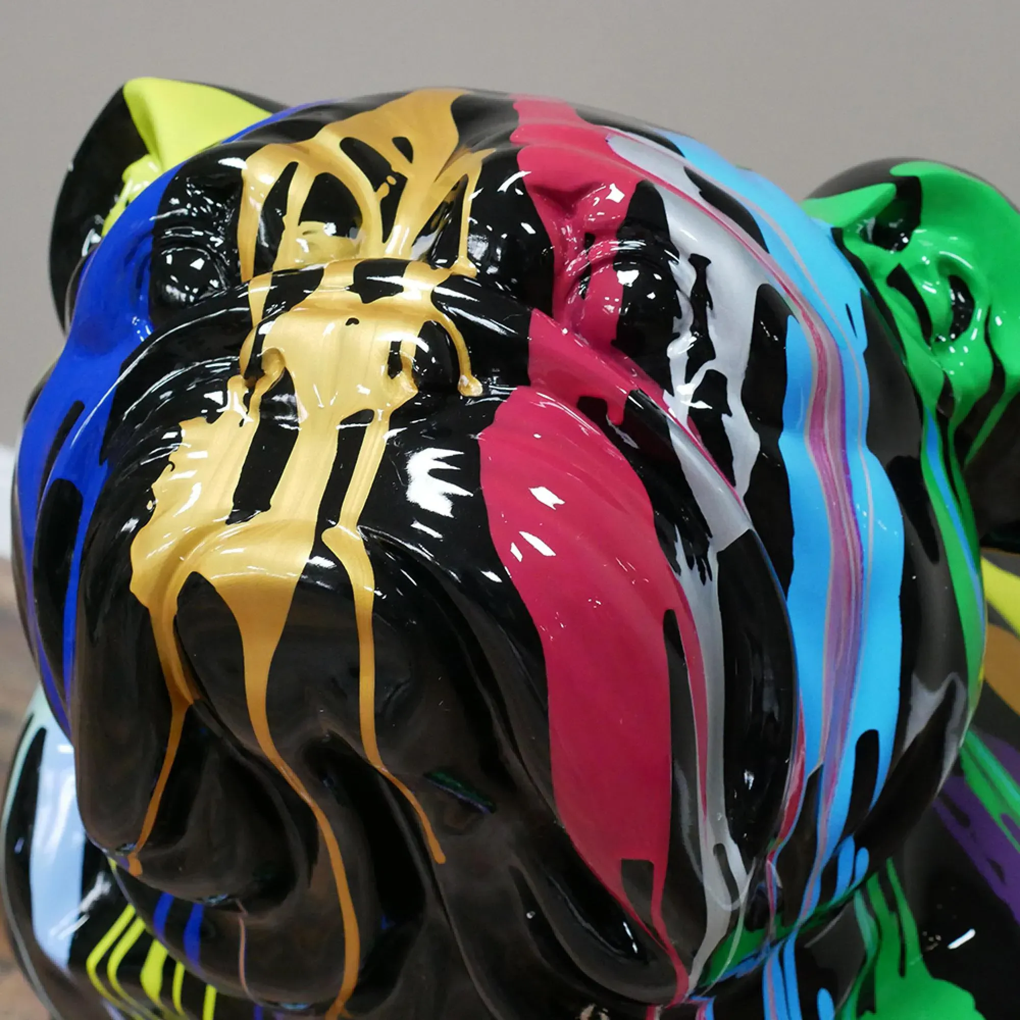 Resin Bulldog Statue - Multi Colour