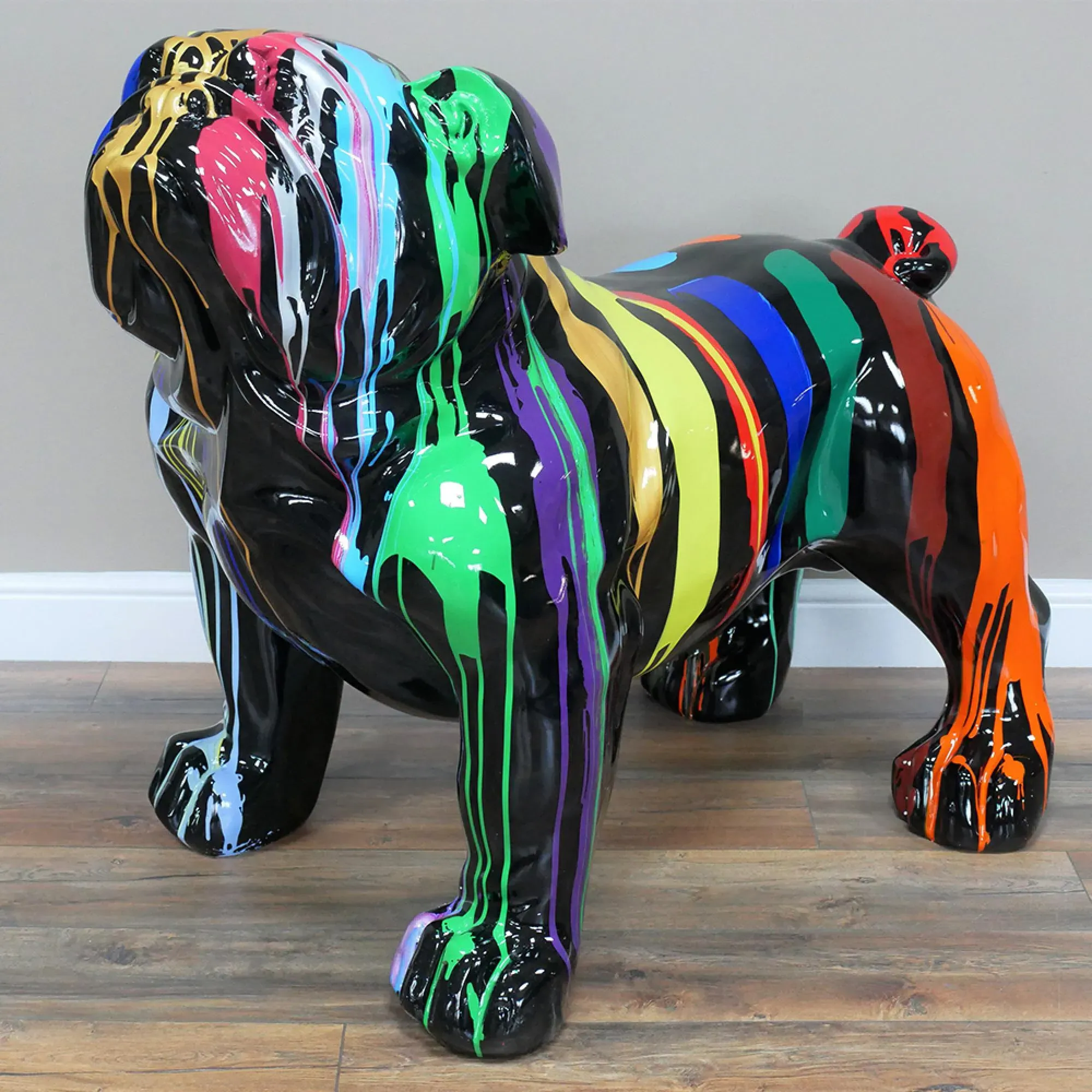 Resin Bulldog Statue - Multi Colour