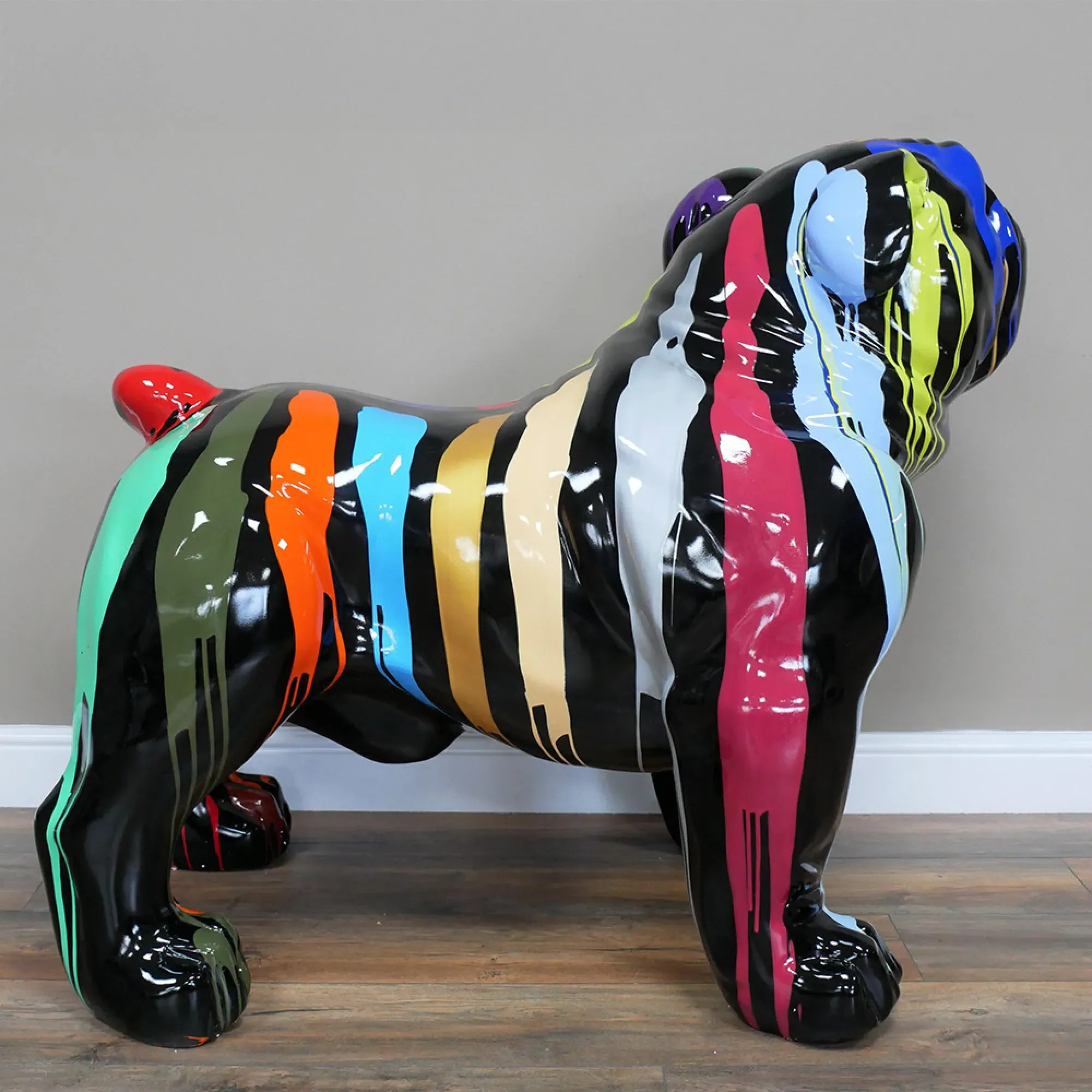 Resin Bulldog Statue - Multi Colour