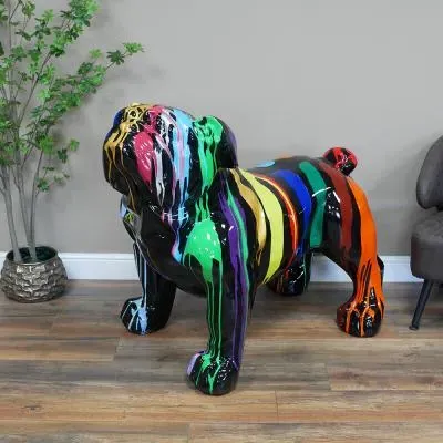 Resin Bulldog Statue - Multi Colour