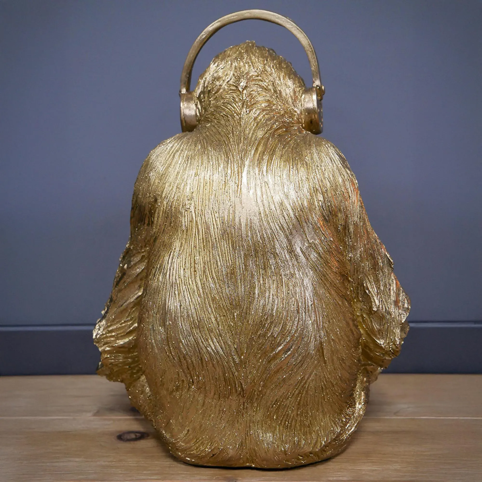 Resin Gorilla with Headphones - Set of 2, Gold