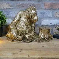 Resin Orangutan Playing Draughts - Set of 2, Gold