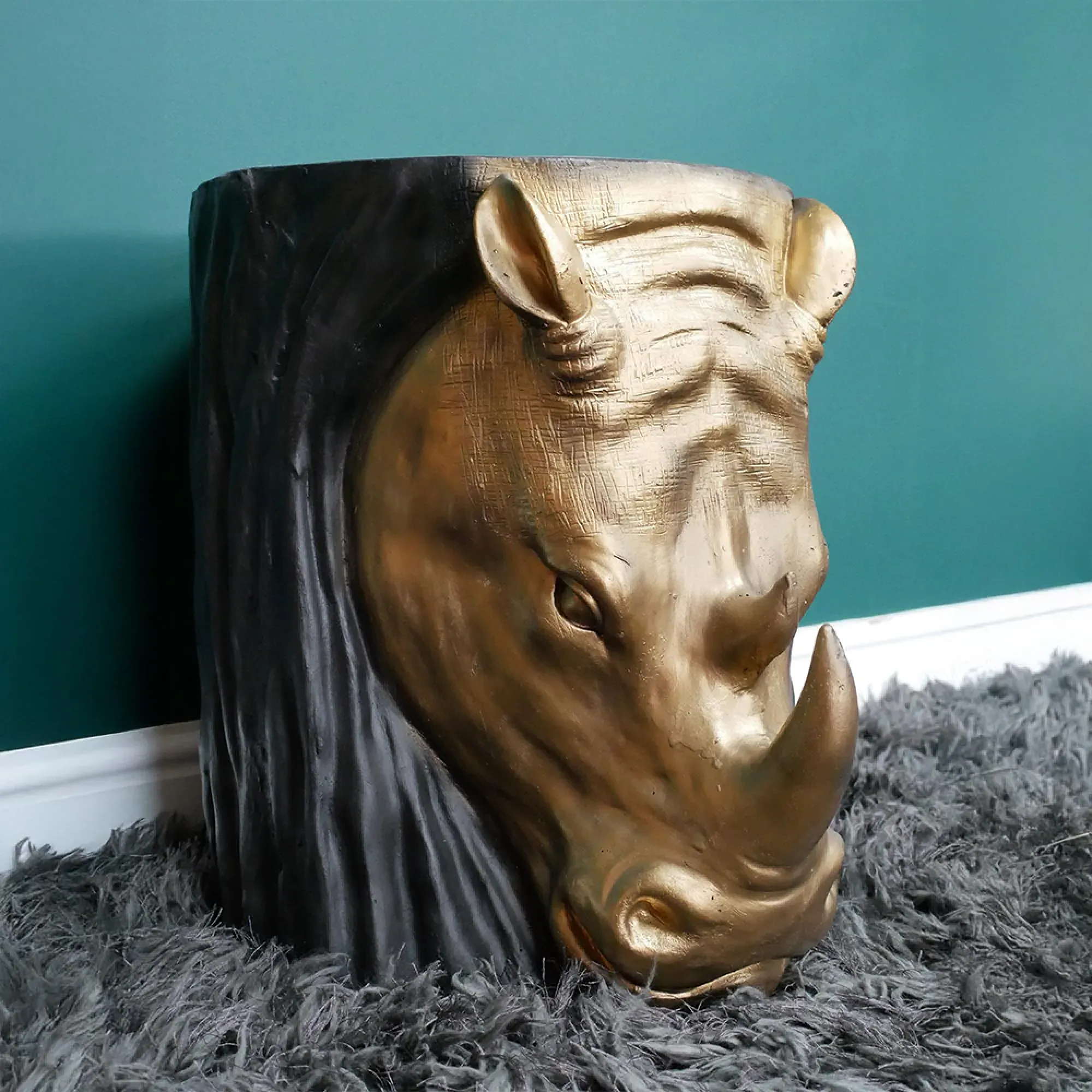 Rhino Side Table - Black, Gold