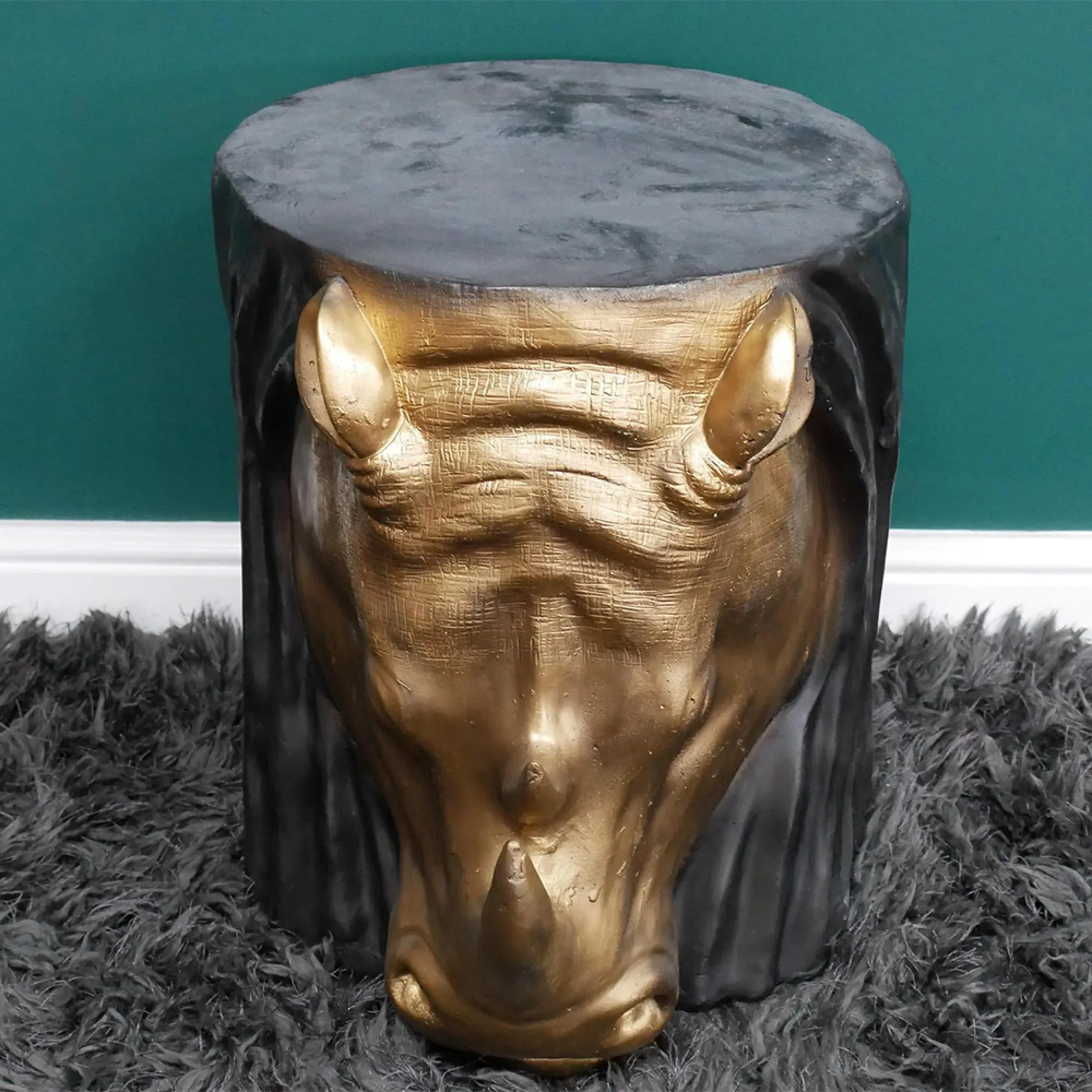 Rhino Side Table - Black, Gold