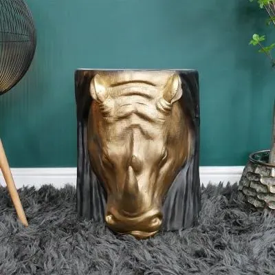 Rhino Side Table - Black, Gold