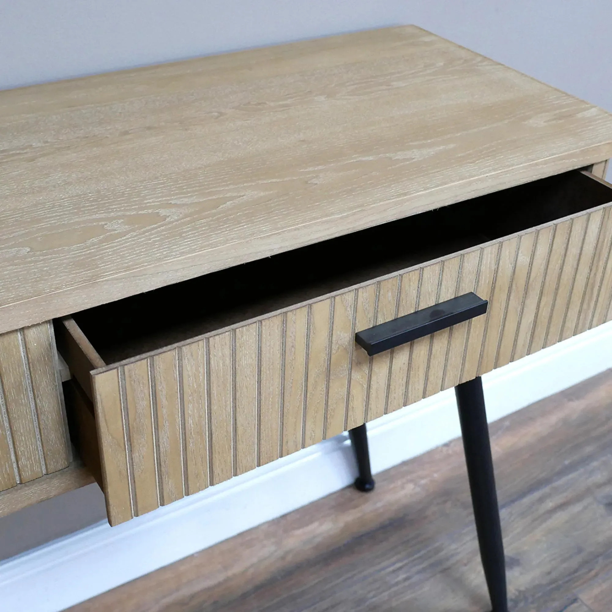 Ribbed 2 Drawer Desk - Wood