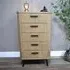 Ribbed Wooden 5 Drawer Tallboy Chest
