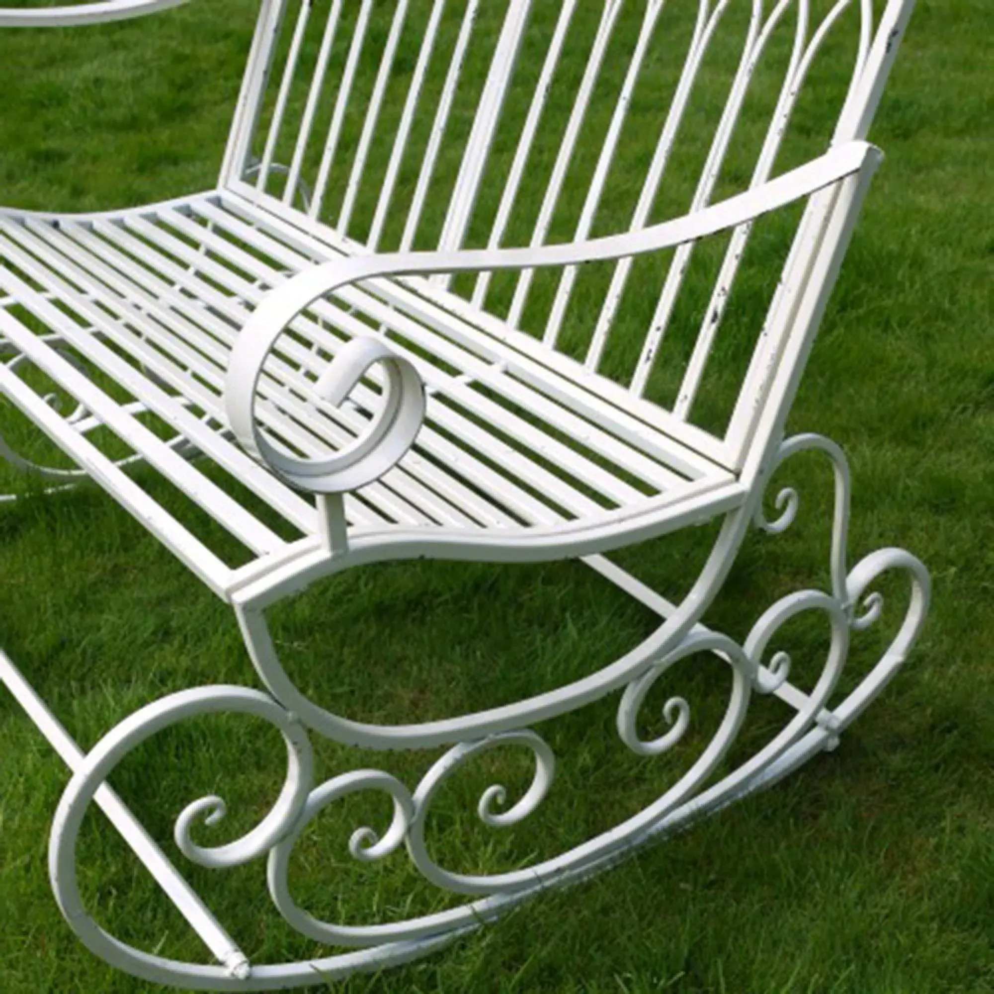 Rocking Garden Bench - Antique Cream, Metal
