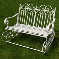Rocking Garden Bench - Antique Cream, Metal