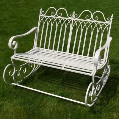 Rocking Garden Bench - Antique Cream, Metal image