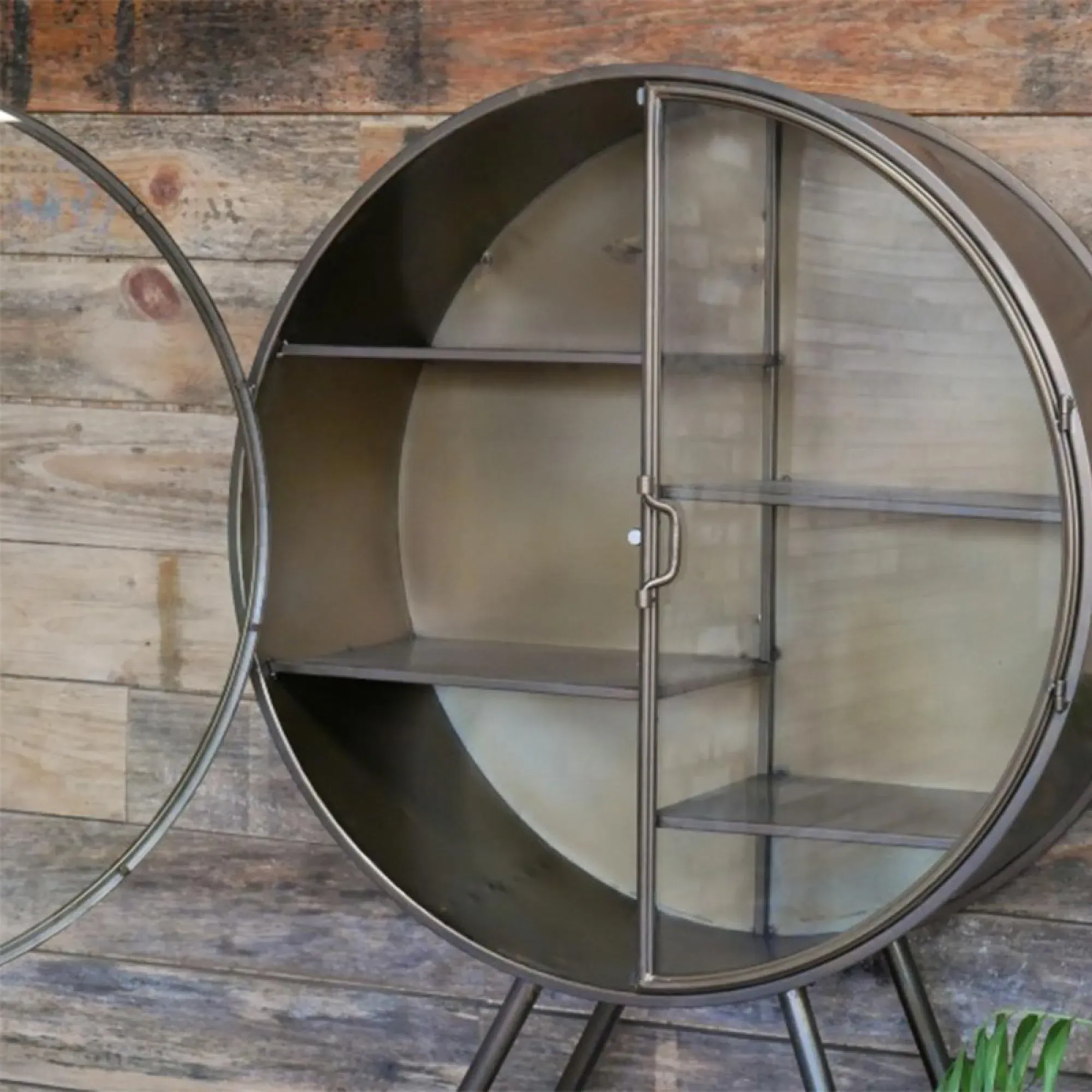 Round 2 Door Display Cabinet - Grey, Metal