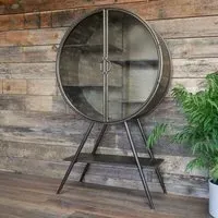 Round 2 Door Display Cabinet - Grey, Metal