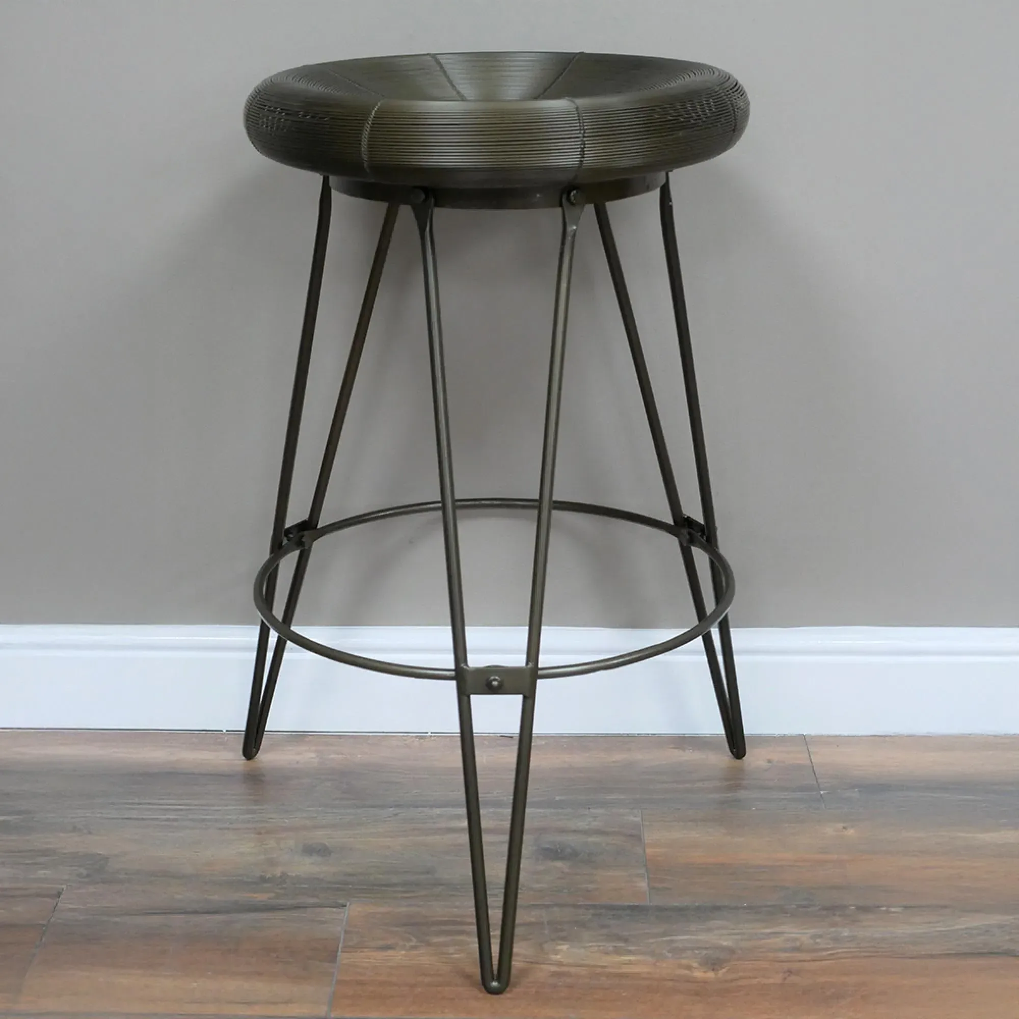 Round Bar Stool - Grey, Metal