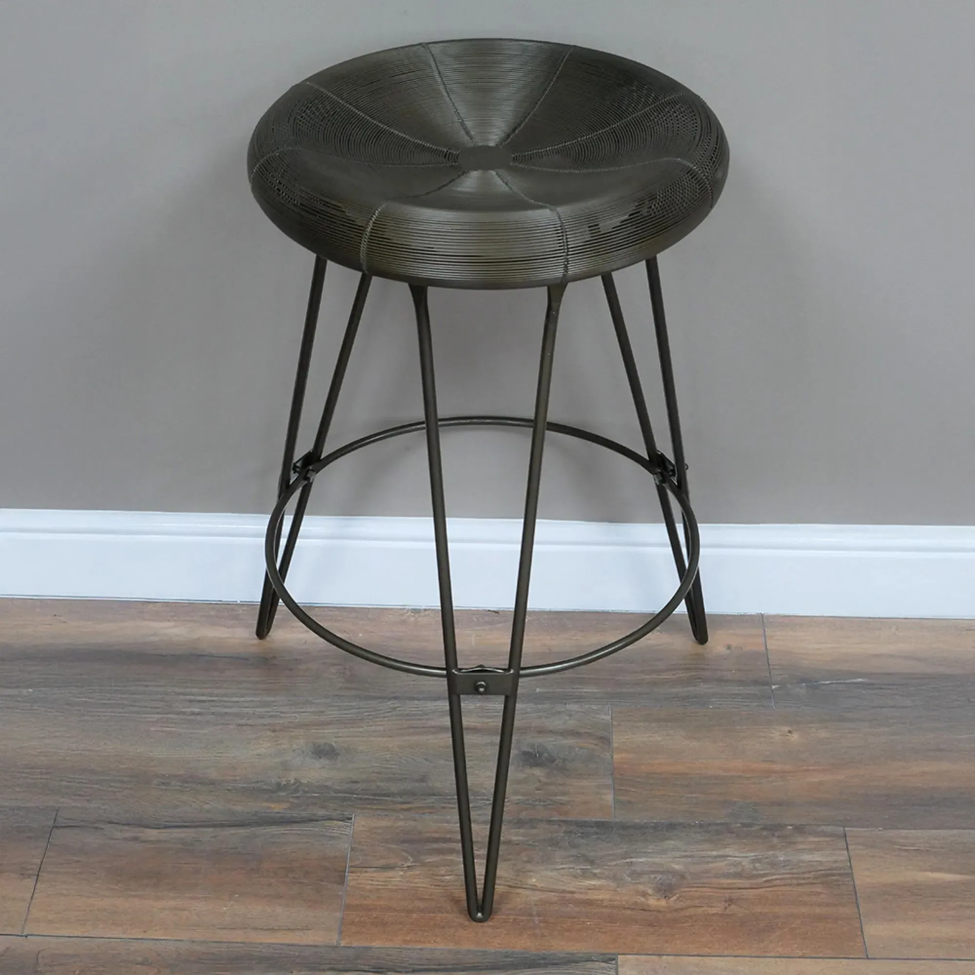 Round Bar Stool - Grey, Metal