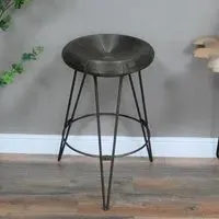 Round Bar Stool - Grey, Metal