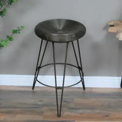 Round Bar Stool - Grey, Metal image