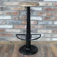 Round Bar Stool Set of 2 - Black, Metal and Wood