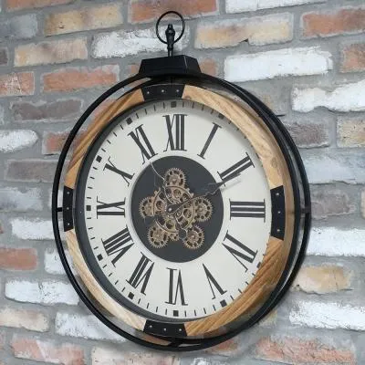 Round Clock with Cogs - Cream image