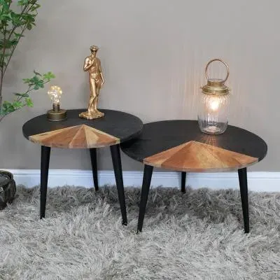 Round Coffee Tables Set of 2 - Acacia Wood image