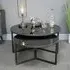 Round Coffee Tables Set of 2 - Black, Glass Metal