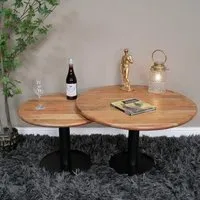 Round Coffee Tables Set of 2 - Mango Wood