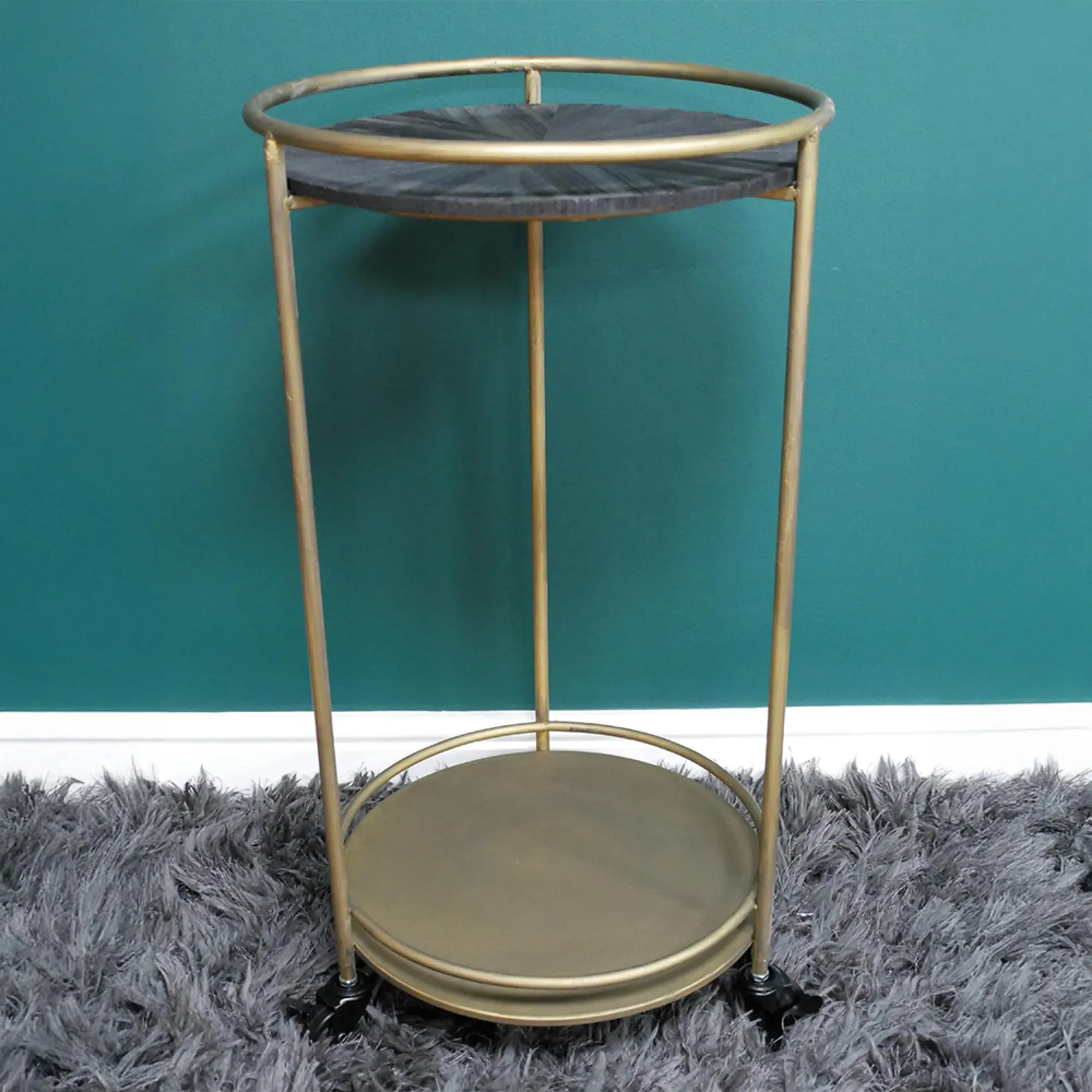 Round Drink Trolley - Wood, Metal