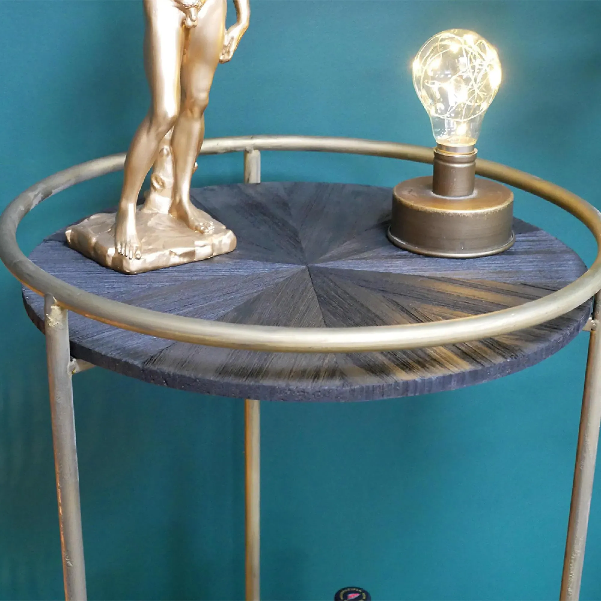 Round Drink Trolley - Wood, Metal