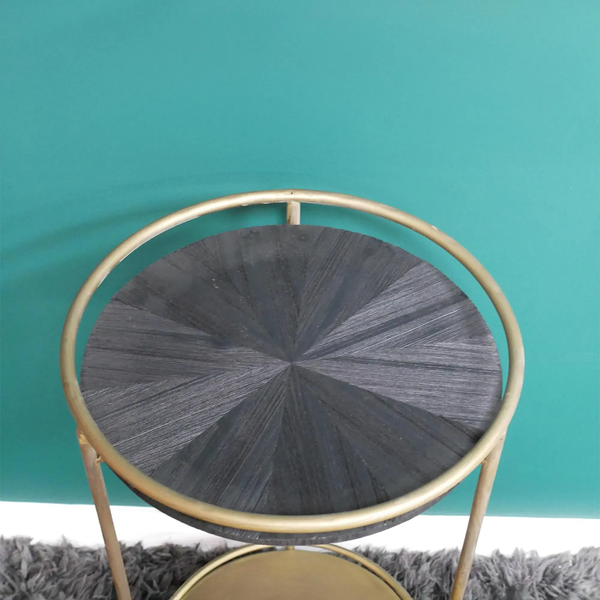 Round Drink Trolley - Wood, Metal