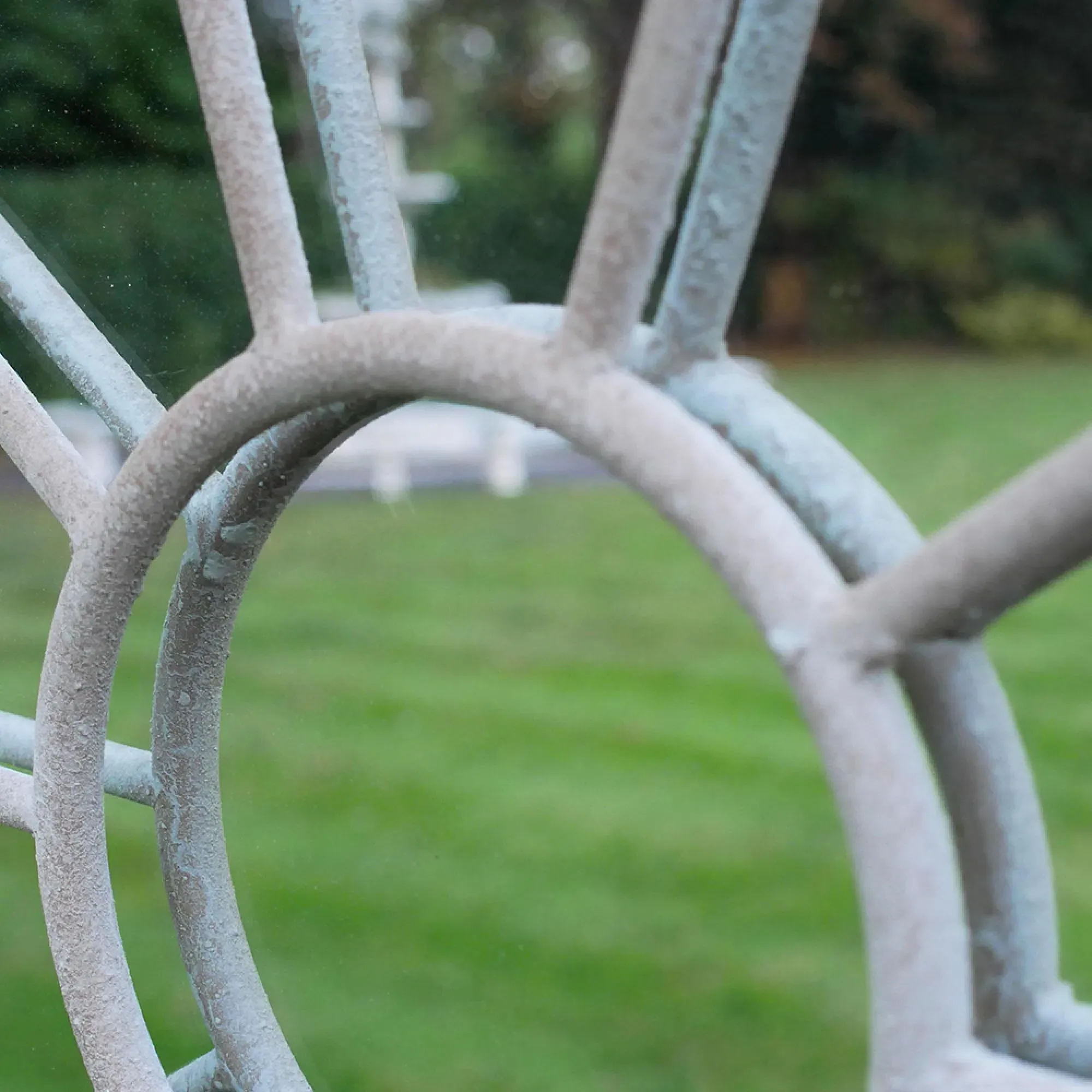 Round Garden Mirror - White, Metal
