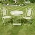 Round Garden Table with 2 Chairs - White, Metal