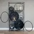 Round Glass Door Display Cabinet - Black Metal