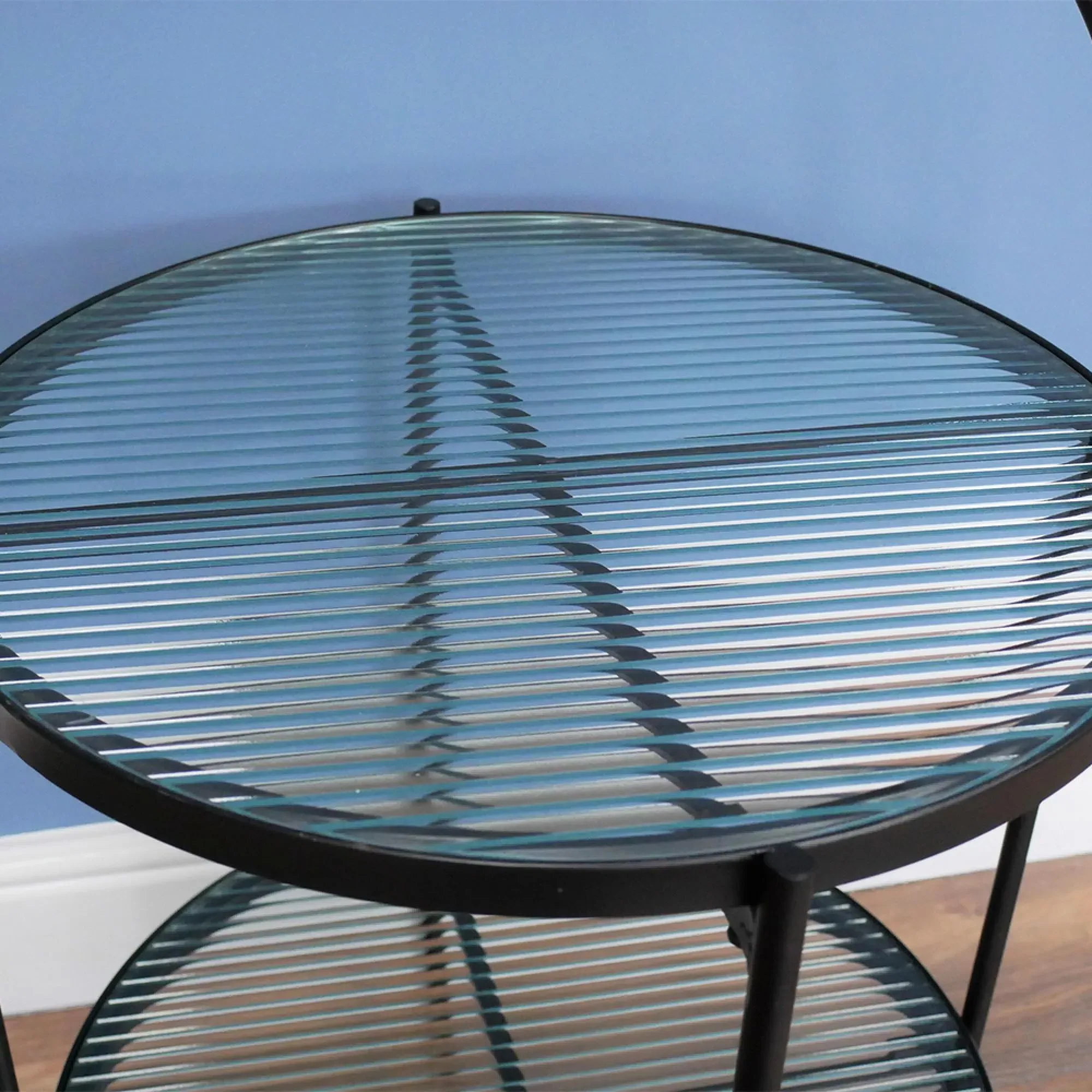 Round Side Table - Black, Metal and Glass