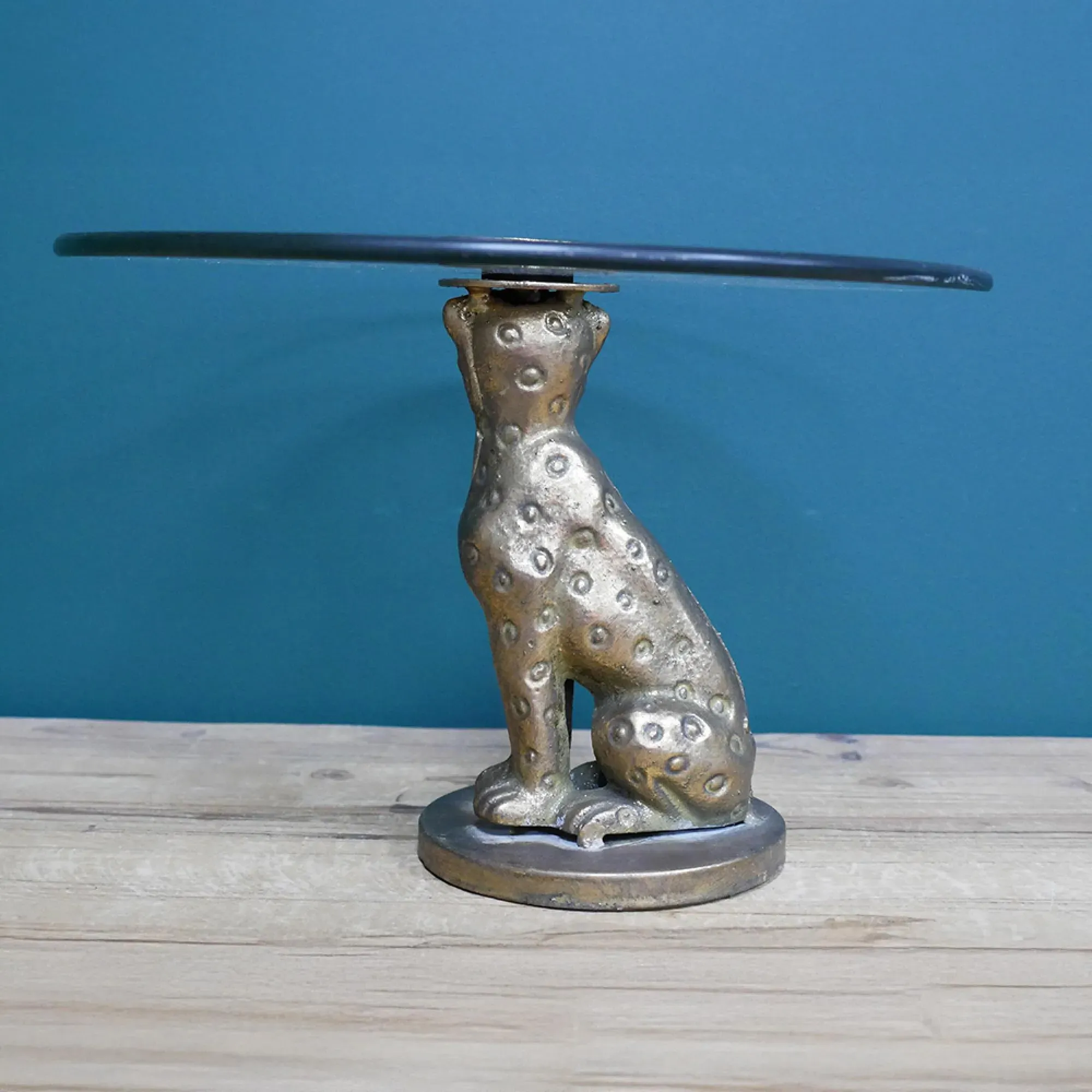 Round Side Table with Leopard Base - Set of 2