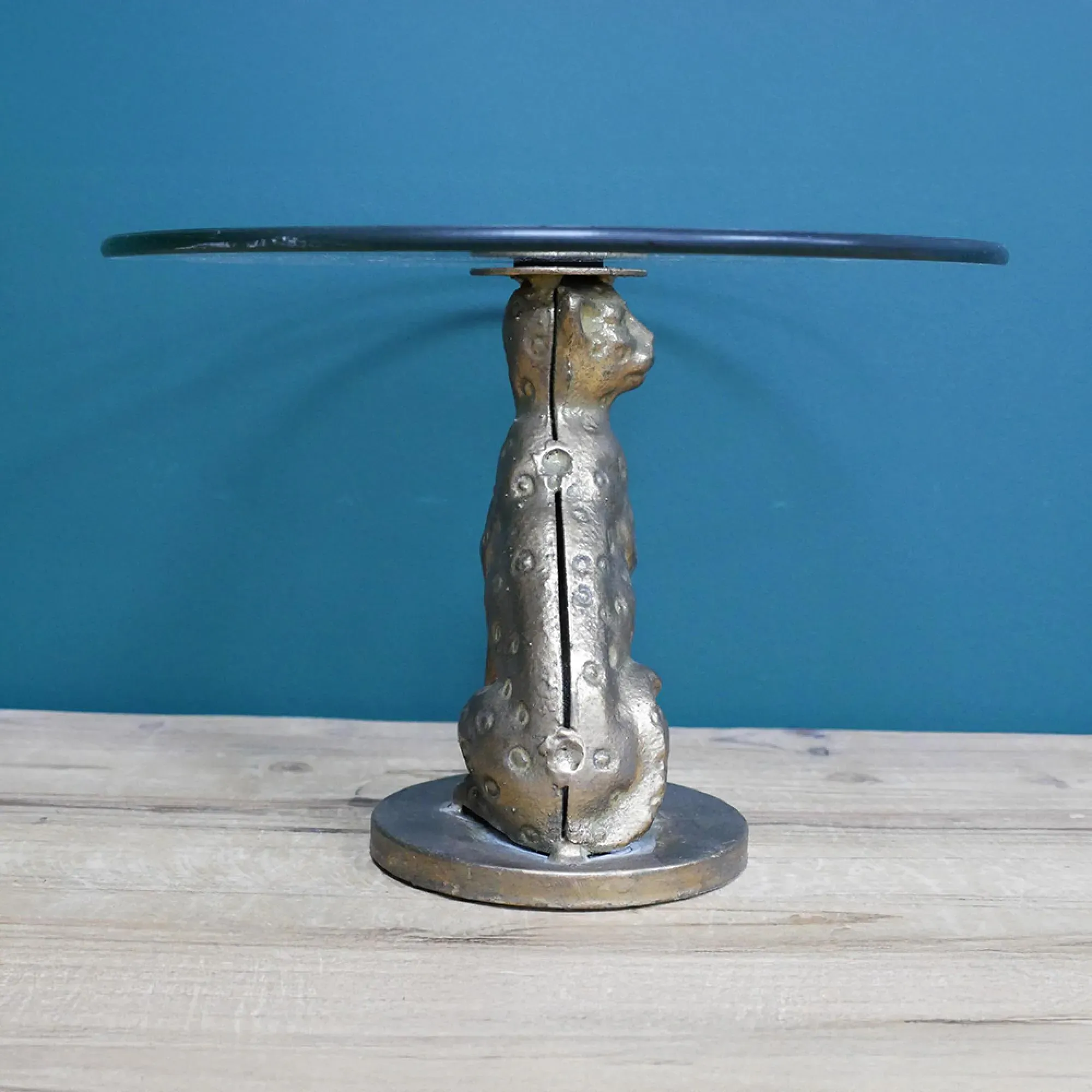 Round Side Table with Leopard Base - Set of 2