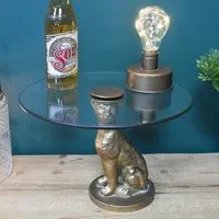 Round Side Table with Leopard Base - Set of 2