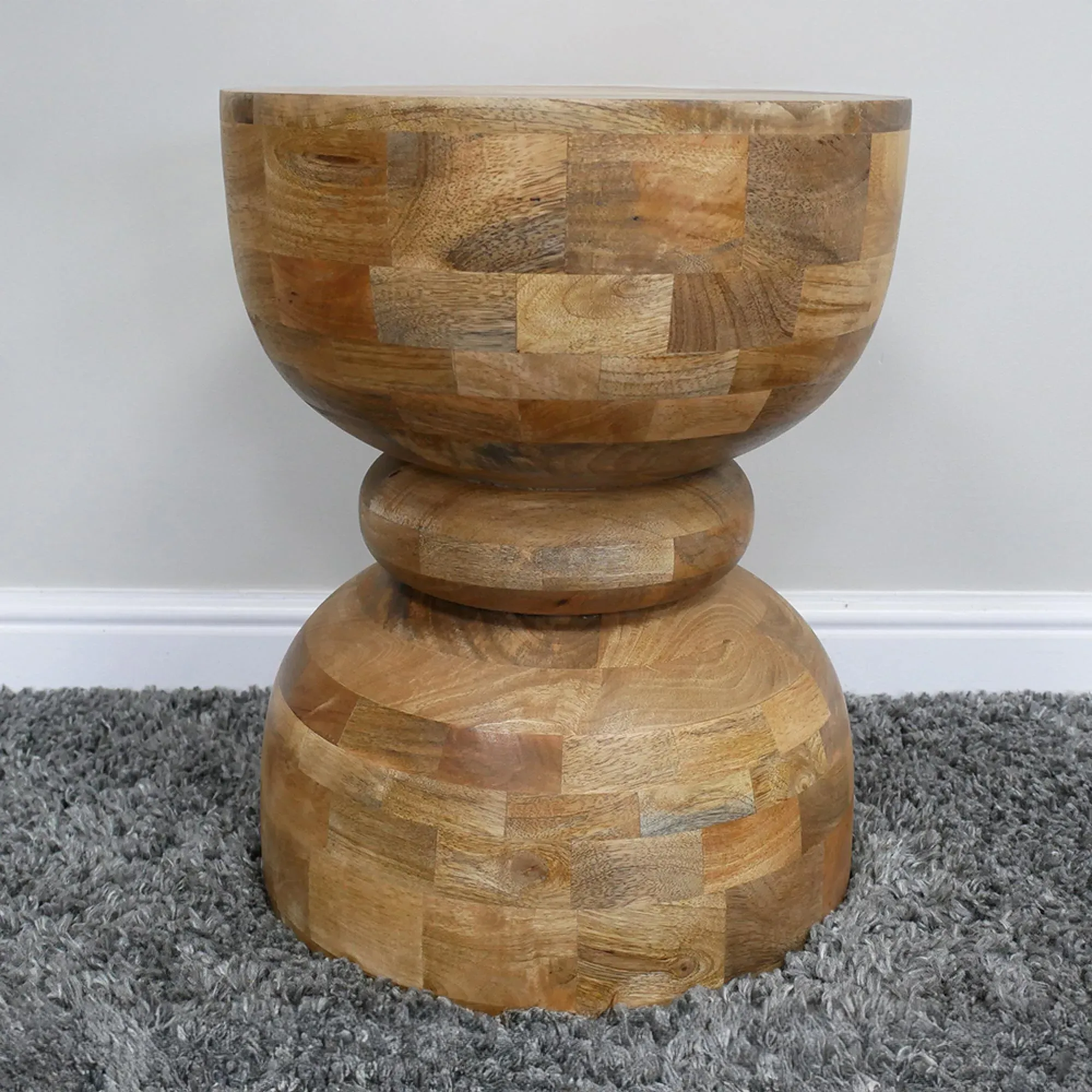 Round Small Side Table - Mango Wood