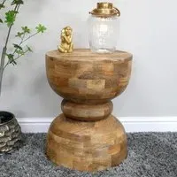 Round Small Side Table - Mango Wood