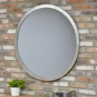 Round Wall Mirror - Silver, Metal