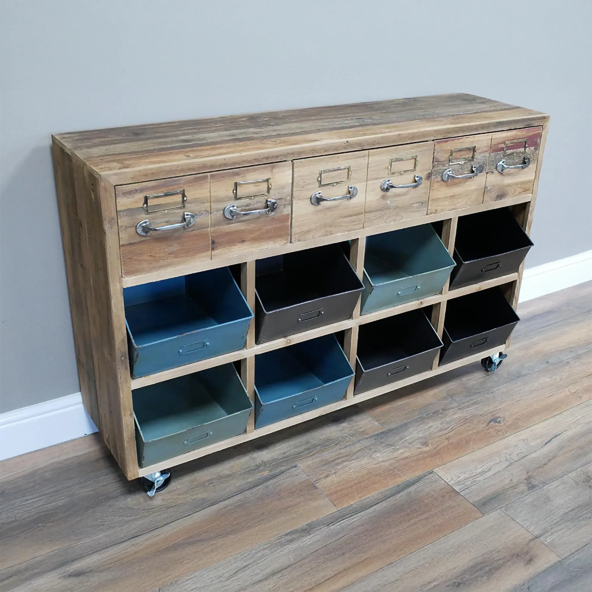 Rustic Recycled Fir Console Table with Storage