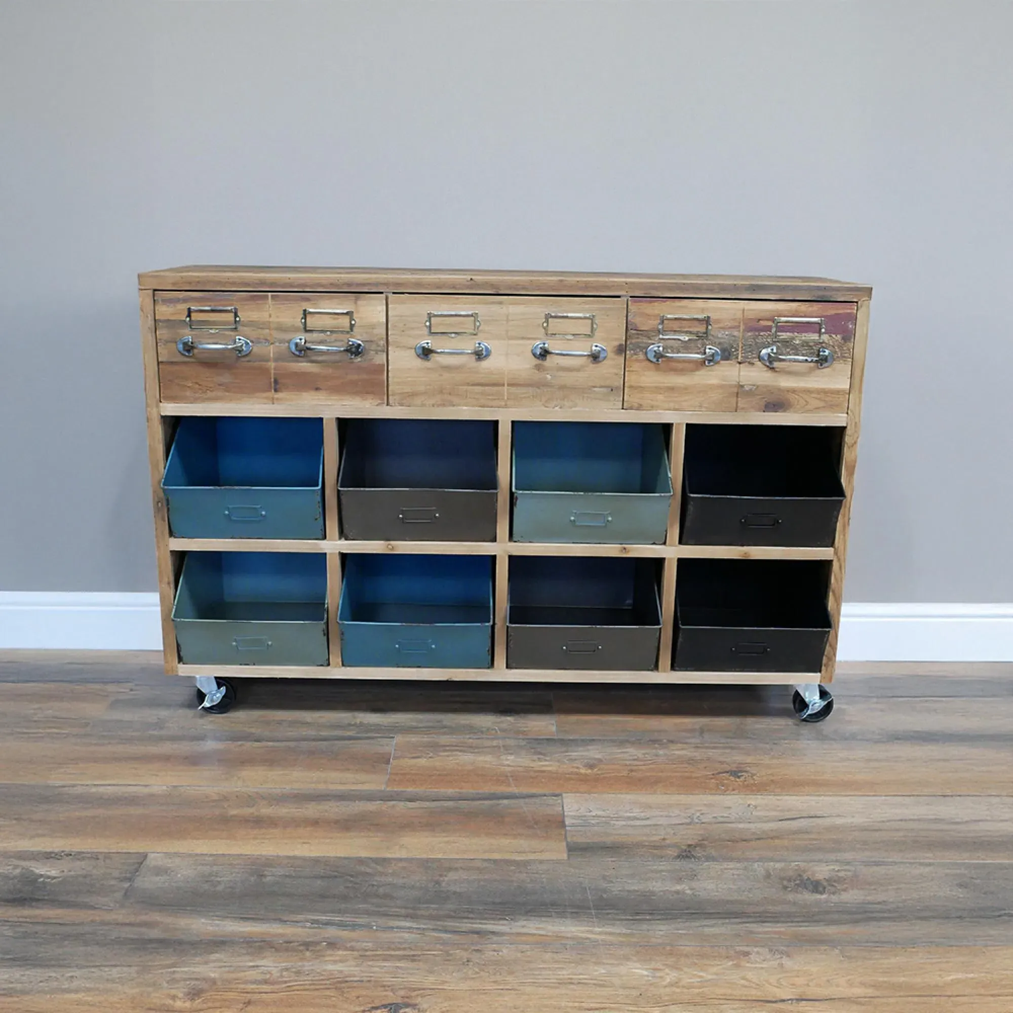 Rustic Recycled Fir Console Table with Storage