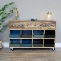 Rustic Recycled Fir Console Table with Storage