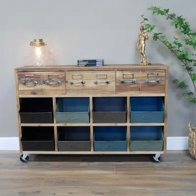Rustic Recycled Fir Console Table with Storage