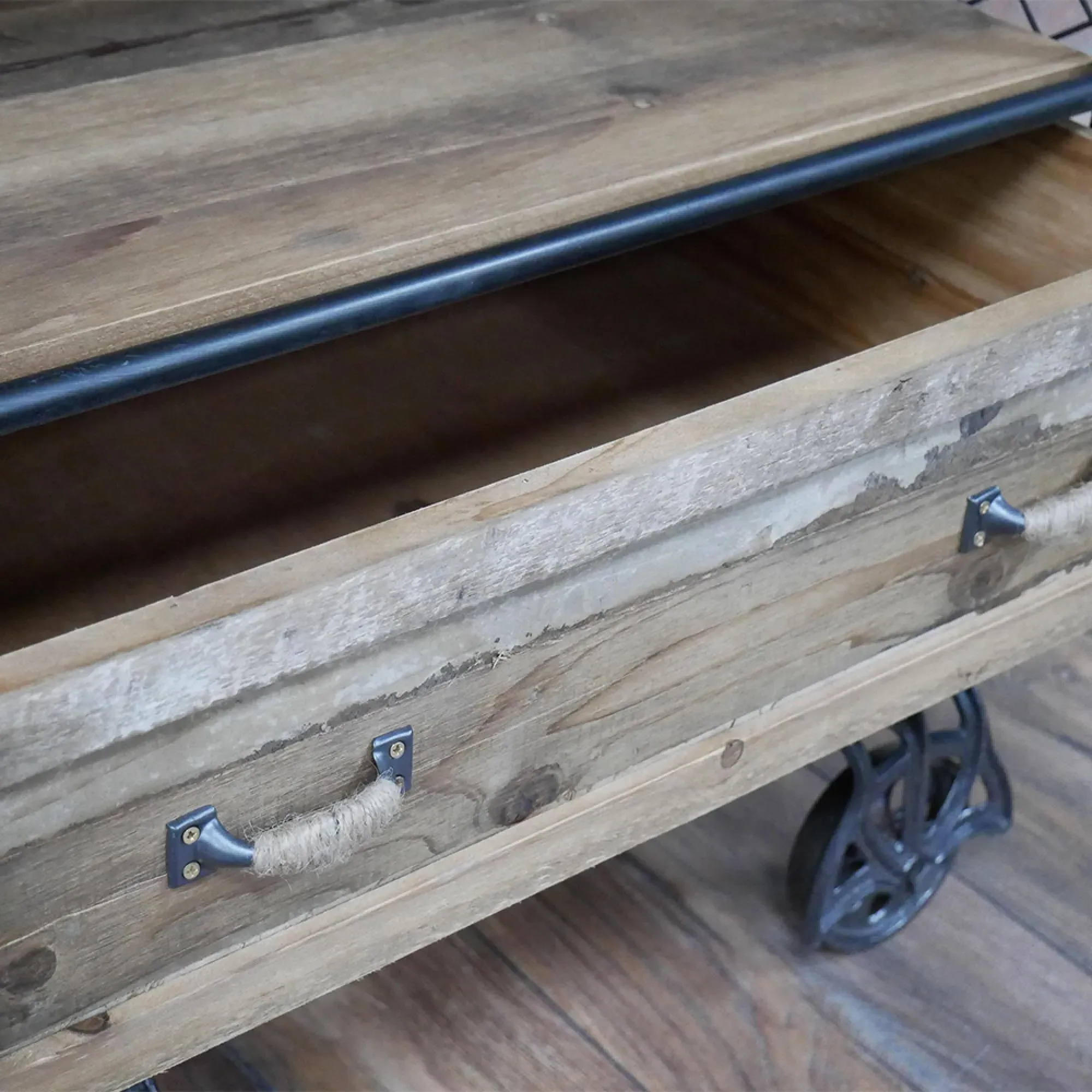 Rustic Wood 1 Drawer Cabinet